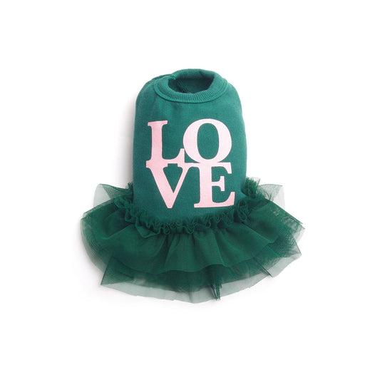 即納【monchouchou】LOVE print frill tutu dress