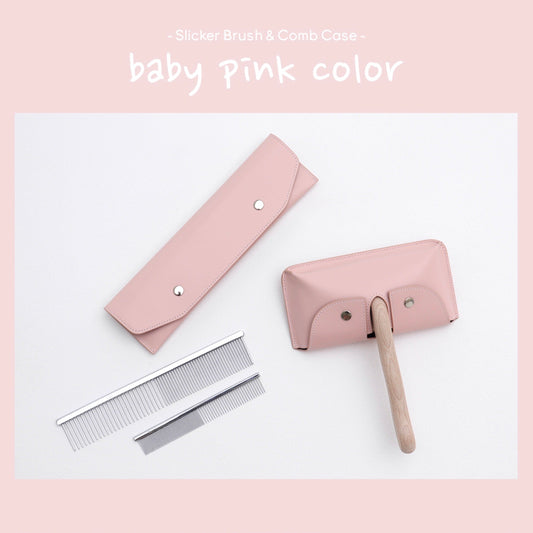 即納【Chiot】Leather Slicker Brush & Comb Case（Pink）