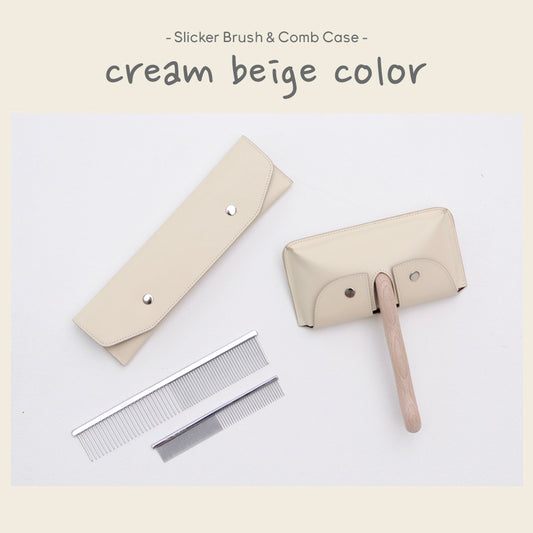 ※予約販売【Chiot】Leather Slicker Brush / Comb Case（Cream）