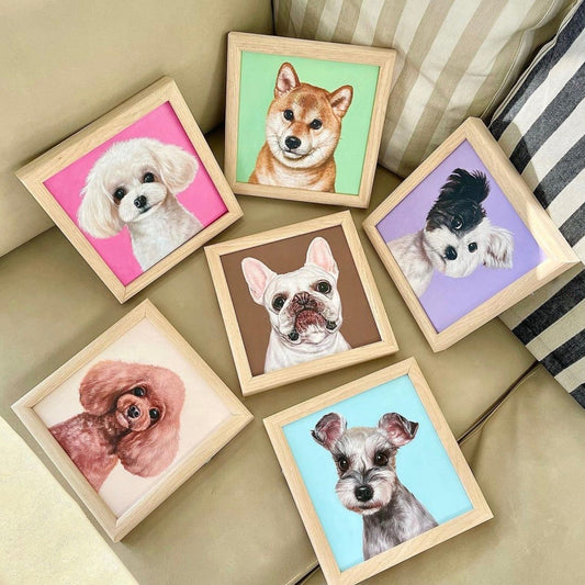 ※予約販売【draw pet】my pet 油絵絵画《上半身 or 顔》(1匹)