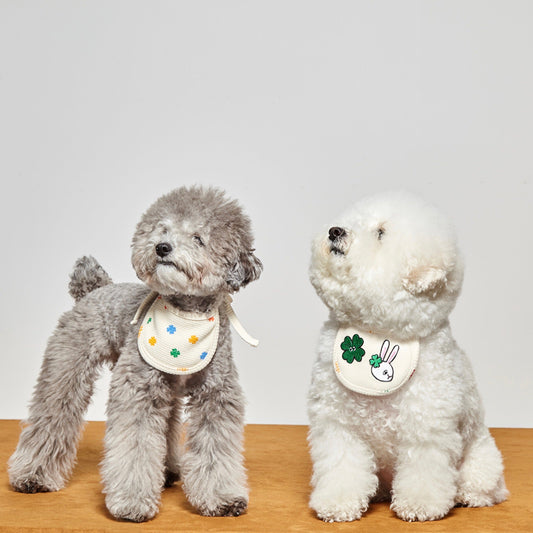 ※予約販売【andblank】Lucky Clover Waffle Reversible Bib