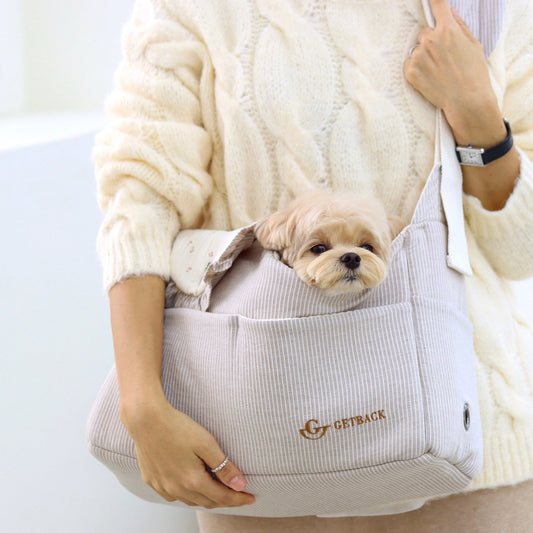 ※予約販売【GET BACK】Shoulder Fril Round Bag(Stripe Beige)