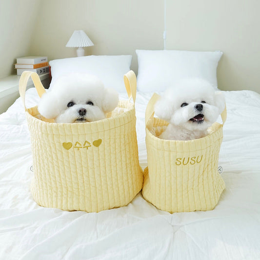 ※予約販売【noutti】Cozy check toy basket（イエロー）