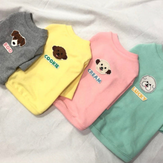 ※予約販売  【ol1dog】 うちの子 イラスト&名前刺繍入りTシャツ