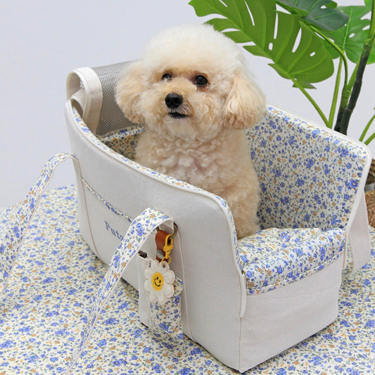 ※予約販売【WandookongMom】Putzi Bouquet 2 ネーム刺繍入りキャリーバッグ（フローラルブルー）