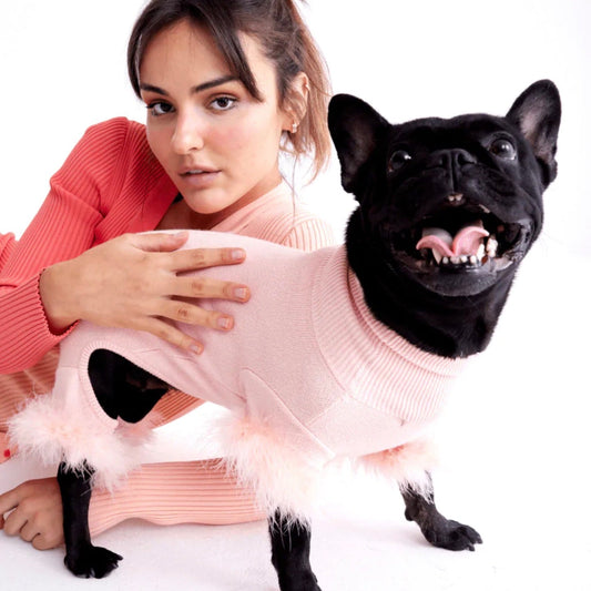 ※予約販売【max bone】Feather Knit Onesie（peach）