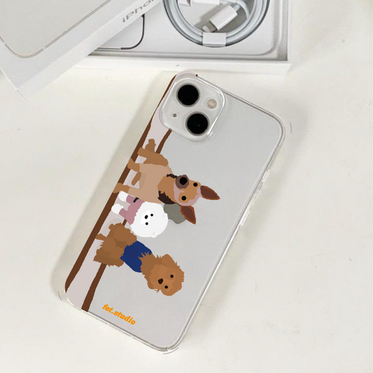 ※予約販売　3匹【fet.studio × URBAN DOG TOKYO】postcard clear Iphone case（3匹）