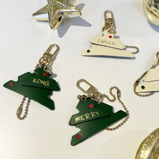 ※予約販売【maison de miu】Xmas Tree Leather Name Tag