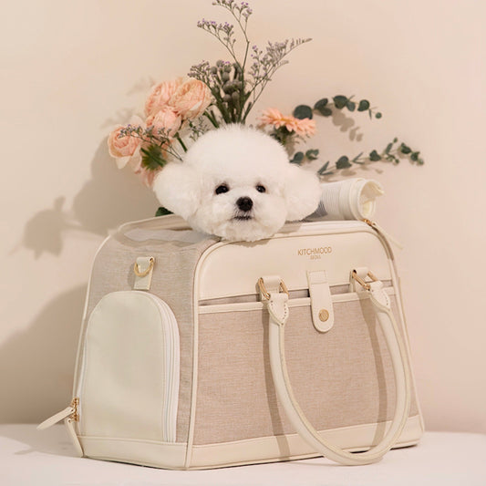 ※予約販売【KITCHMOOD】PREMIUM LINE dog camer bag（Beige）