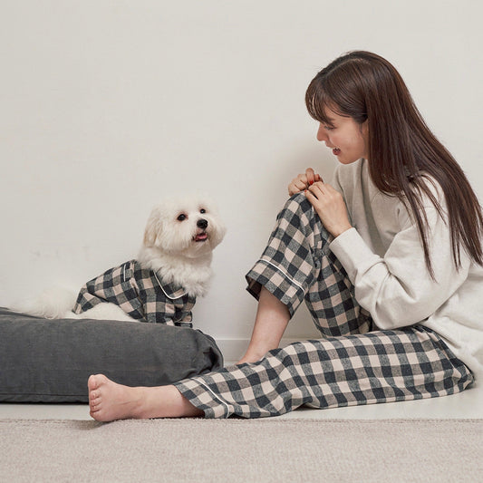 ※予約販売【small stuff】CHECK COTTON PAJAMAS（CHARCOAL）