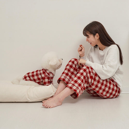 ※予約販売【small stuff】CHECK COTTON PAJAMAS（RED）