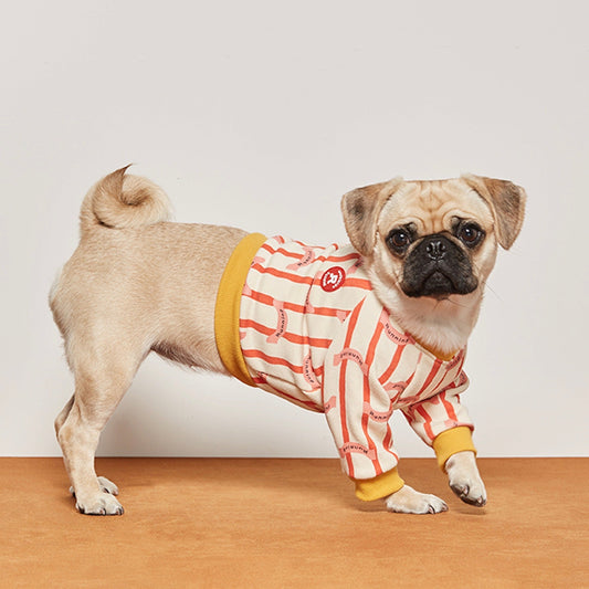 ※予約販売【andblank】Stripe Crop Tops（Cream×Yellow）