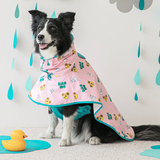 ※予約販売【BITE ME】easy-peasy poncho raincoat（Badminton）大型犬用