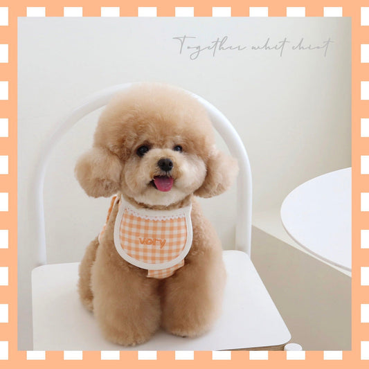 ※予約販売【Chiot】Sheot Together Check Naming Bib（Orange）