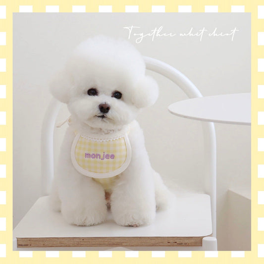 ※予約販売【Chiot】Sheot Together Check Naming Bib（Yellow）