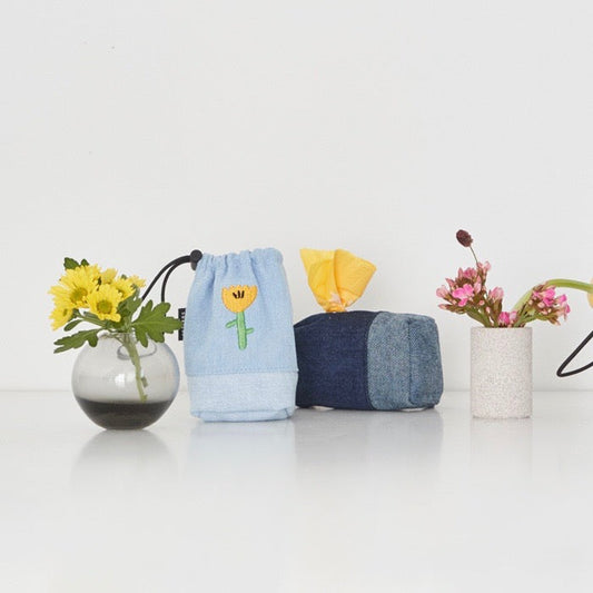 即納【BETTERS】デニム生地フラワー刺繍入り散歩用ウンチ袋