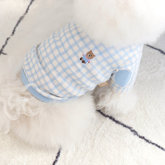 ※予約販売【DURANG RURANG】Baby bear check T-shirt(Sky Blue)