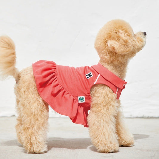 ※予約販売【MOI ET LE CHIEN】イニシャルワッペン付きデイリーPKワンピース（コーラル）