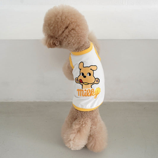 即納【DA】DOG sleeveless（ホワイト/イエロー）