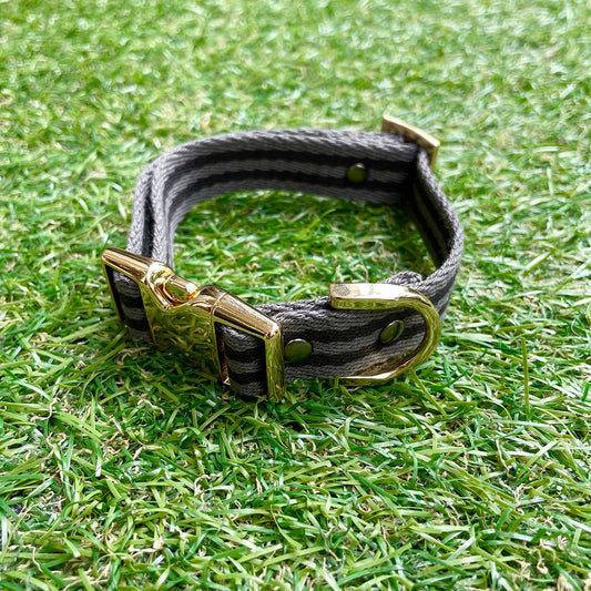 ※予約販売【HOSU】HOSU stripe dog collar(20mm)/Gray×Black