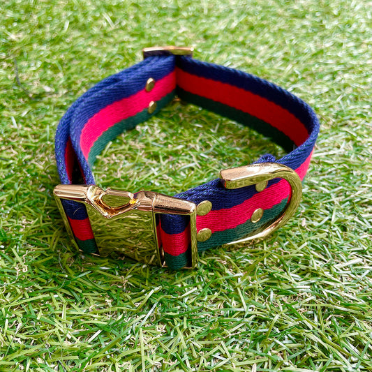 ※予約販売【HOSU】HOSU stripe dog collar(30mm)/Red×Green