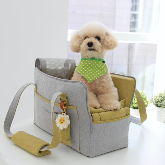 ※予約販売【WandookongMom】Putzi Pastello ネーム刺繍入りキャリーバッグ（グレー/オリーブイエロー）