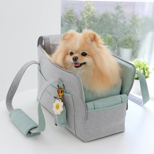 ※予約販売【WandookongMom】Putzi Pastello ネーム刺繍入りキャリーバッグ（グレー/ミント）