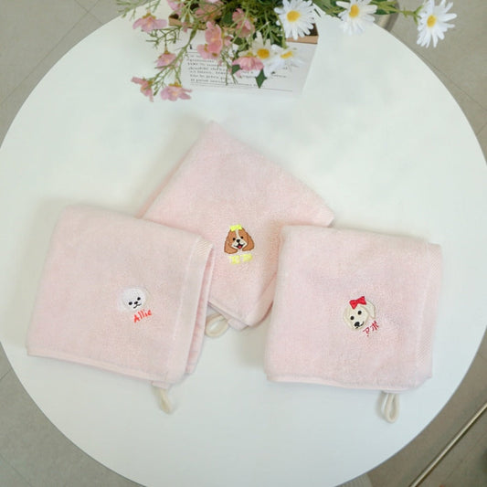 ※予約販売【cherry's cake】うちの子カスタムハンドタオル(Pink)