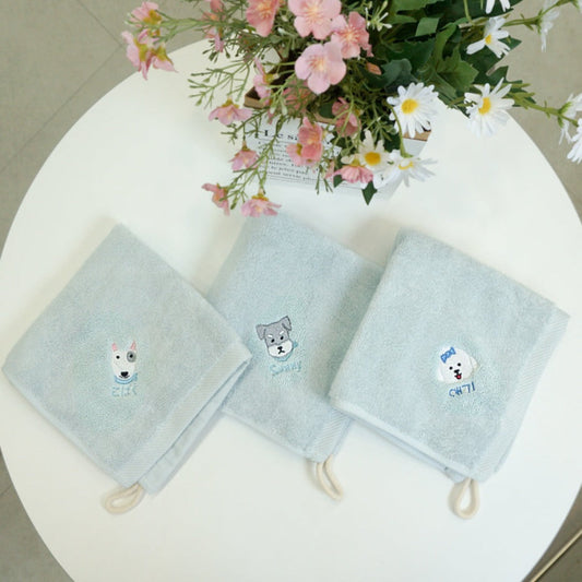 ※予約販売【cherry's cake】うちの子カスタムハンドタオル(Blue)