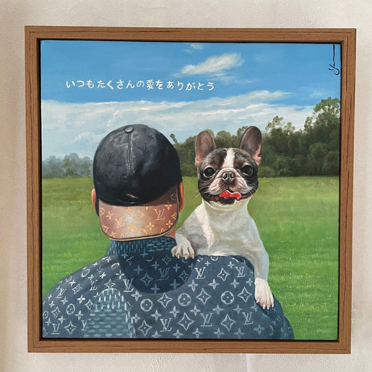 ※予約販売【draw pet】my pet ＋ family 油絵絵画（URBAN DOG TOKYO限定メニュー）《上半身 or 顔 or 人》1匹〜＋1人