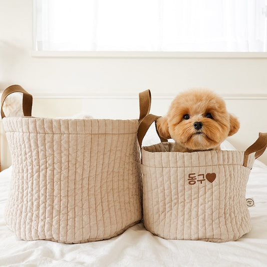 ※予約販売【noutti】Cozy check toy basket（ブラウン）