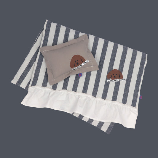 ※※予約販売【monchouchou】HAPPY 10 BLANKET（Navy stripe）