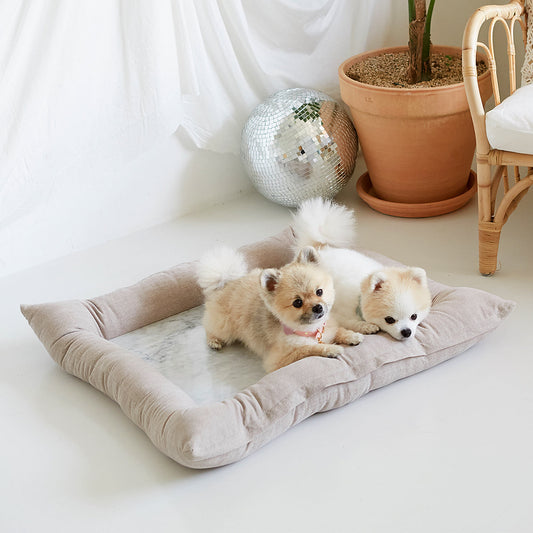 ※予約販売【BANDAL.Pet】大理石調 Bianco cool bed（ベージュ）