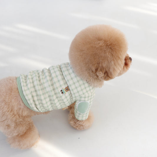 ※予約販売【DURANG RURANG】Baby bear check T-shirt（Mint）