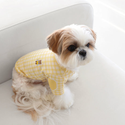 ※予約販売【DURANG RURANG】Baby bear check T-shirt(Yellow)