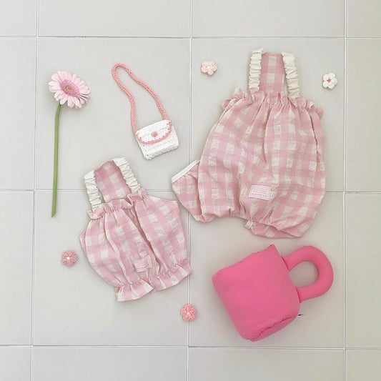※予約販売【near by us】pastel check crop top（Pink）