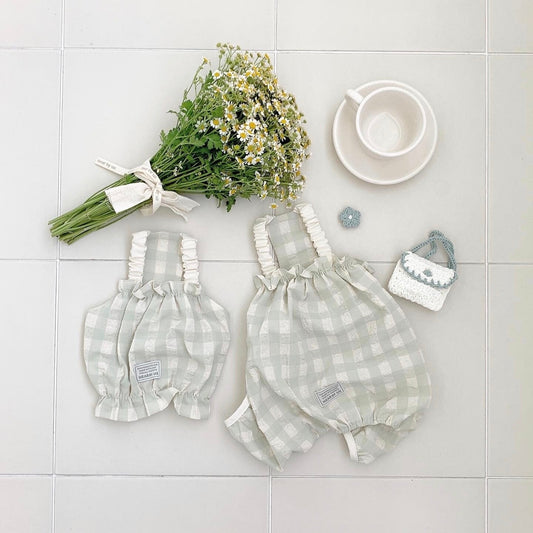 ※予約販売【near by us】pastel check crop top（Mint）