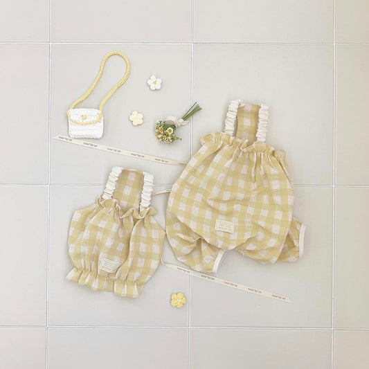 ※予約販売【near by us】pastel check crop top（Yellow）