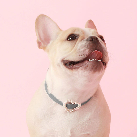 ※予約販売【maison de miu】 Heart Pearl Collar(Blue)