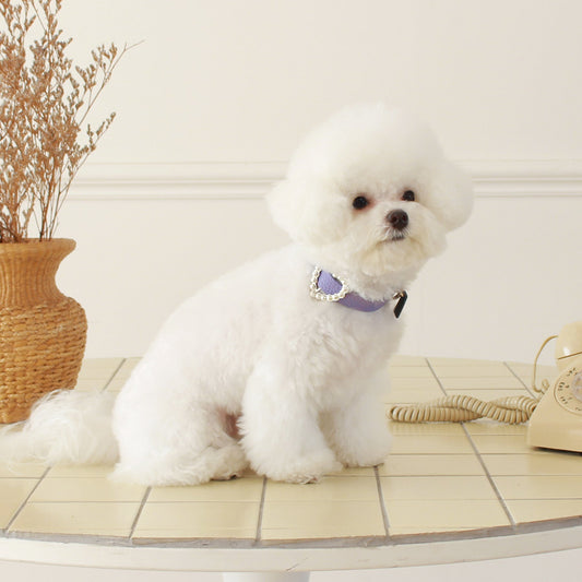 ※予約販売【maison de miu】 Heart Pearl Collar(Violet)
